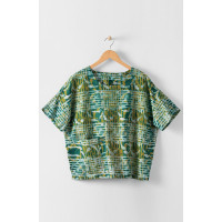 Shalini Popover Boxy Top - Dusty teal/Green tea