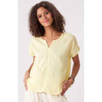 Isha Double Gauze Notch-Neck Top - Lime soda