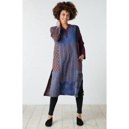 Shaily Deadstock Side-Slit Kaftan - Blue
