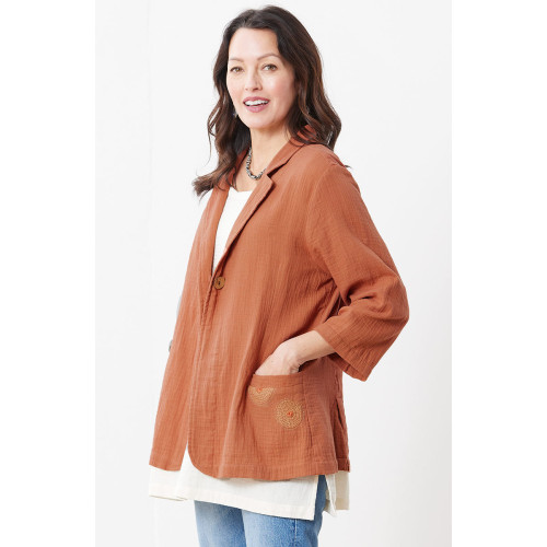 Charu Cotton Double Gauze Blazer - Copper rose