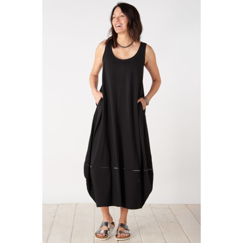 Sonam Cotton Jersey Lantern-Hem Tank Dress - Black