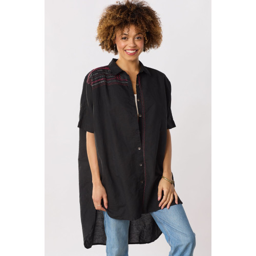 Hanifa High-Low Hem Big Shirt - Black