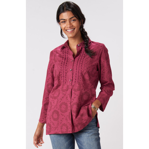 Bhavna Organic Cotton Long-Sleeve Tunic - Cranberry