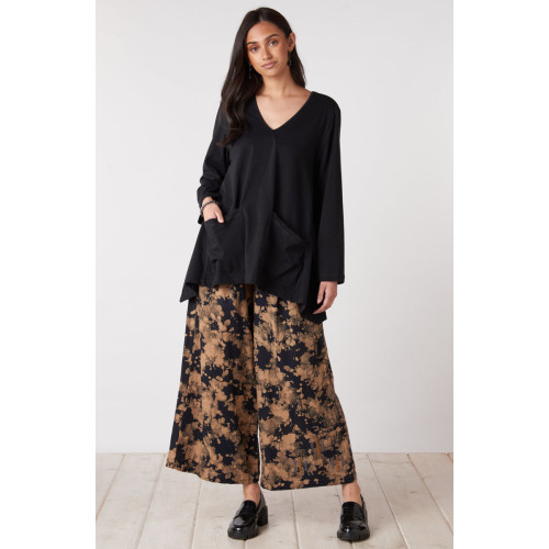 Nishi Cotton Double Gauze Wide-Leg Pant - Black/Shale Nishi Cotton Double Gauze Wide-Leg Pant - Black/Shale
