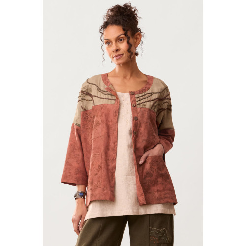 Kolar Eco Print Cotton Twill Jacket - Madder root Kolar Eco Print Cotton Twill Jacket - Madder root